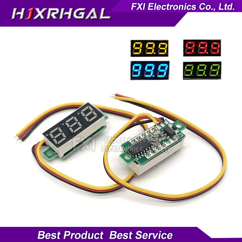 2 ks 0.28 palcový ultra-malá červená/žltá/modrá digitálnych DC digitálny voltmeter displej nastaviteľný batérie voltmeter DC0-100V