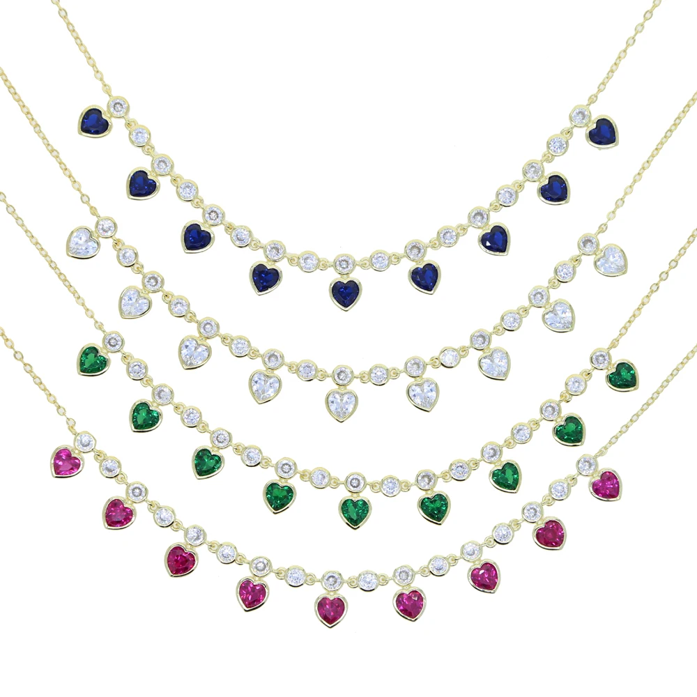 2022 Valentína Darček Luxusné 5mm Srdce Choker Náhrdelník Pripraviť Červená Zelená Modrá Biela Crystal Šperky Pre Krásne Ženy Brincos
