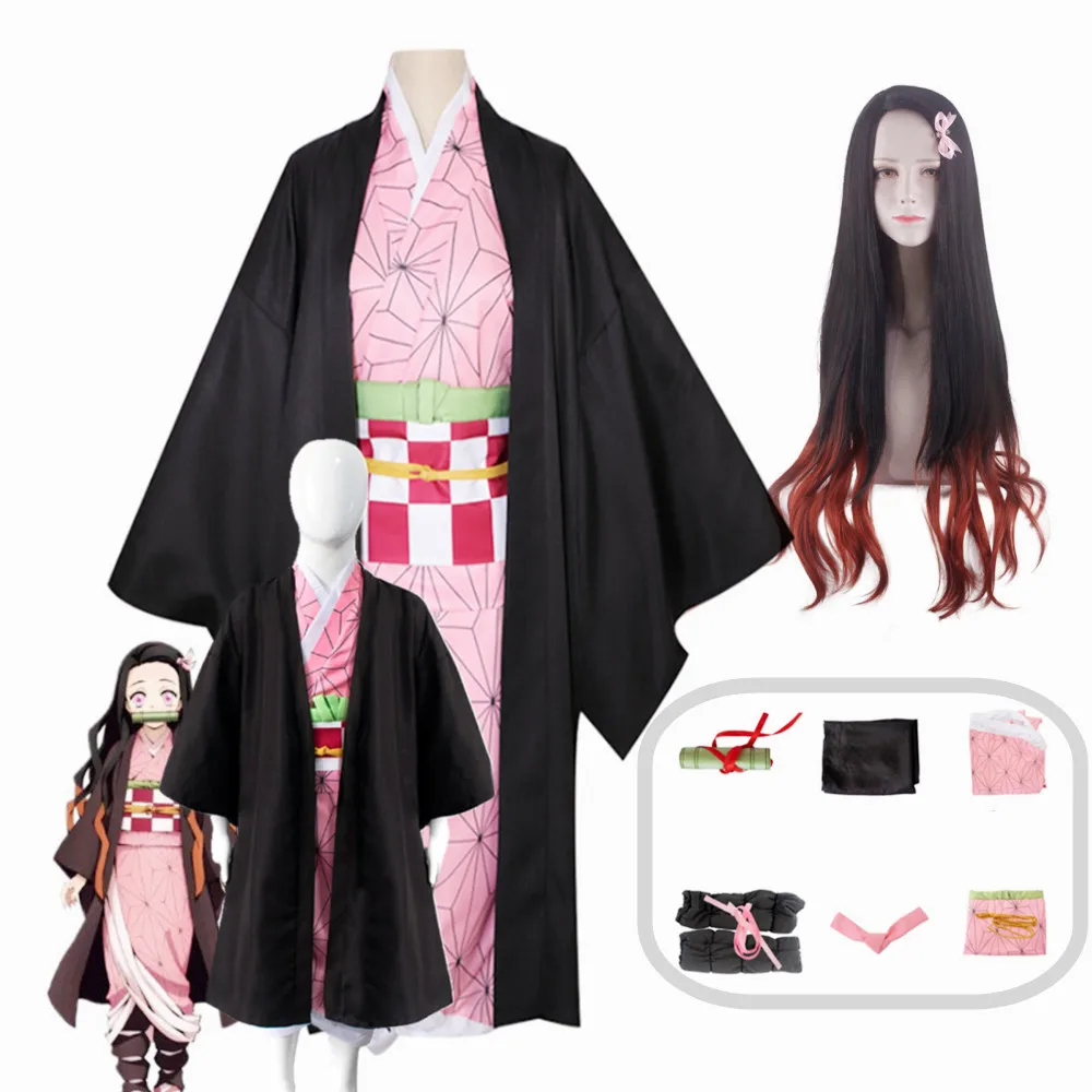 Dospelé Deti Anime Démon Vrah Kimetsu č Yaiba Kamado Nezuko Kimono Cosplay Kostým Oblečenie