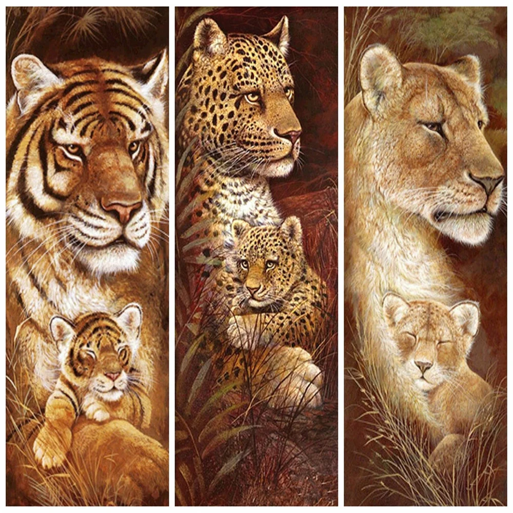 Huacan Plné Námestie Diamond Výšivky Tiger, Lev, Leopard 5D DIY Diamond Maľovanie Mozaiky Zvieratá Kamienkami Domova