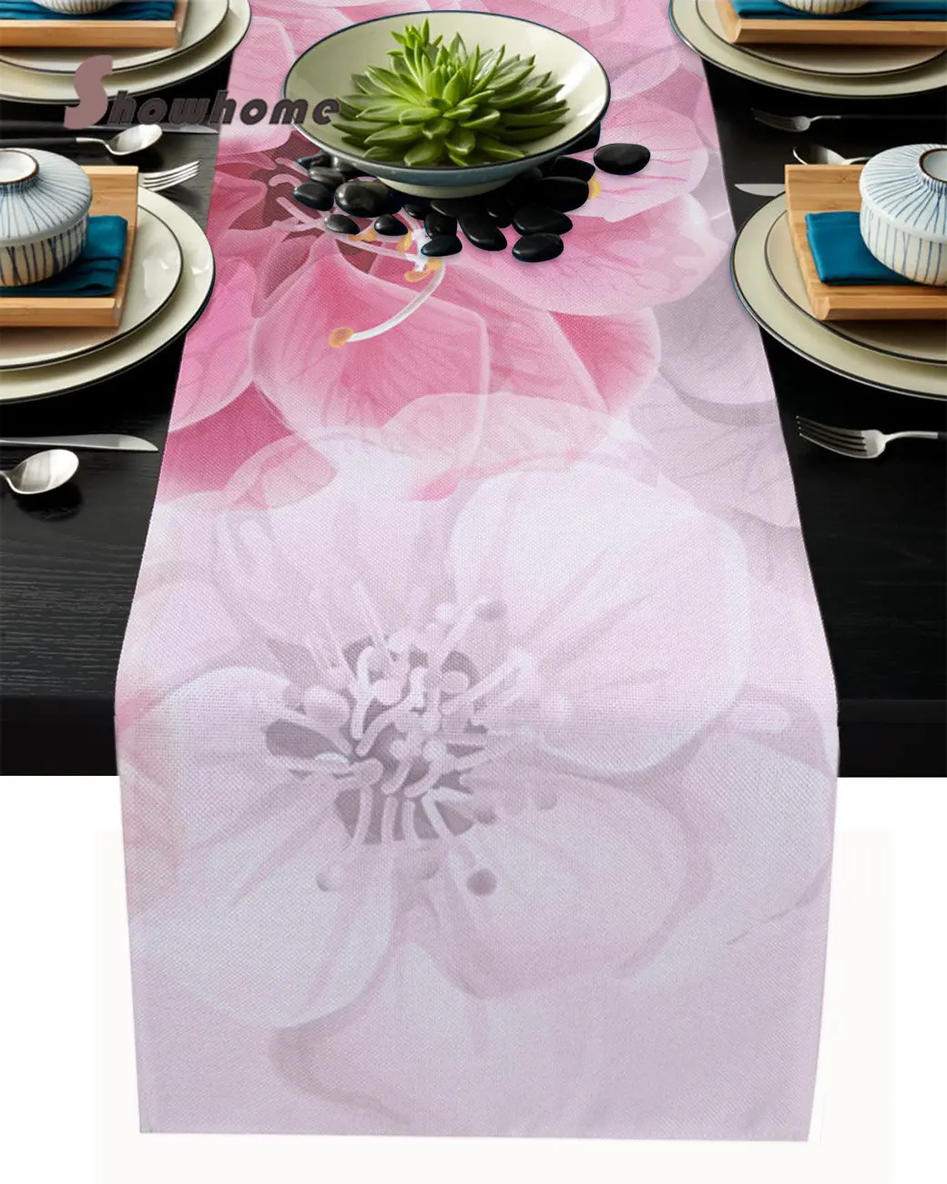 Kvet Jari Ružová Stôl Runner Svadobný Stôl Dekorácie Domova Kuchynský Stôl Pretekárov A Prestieranie