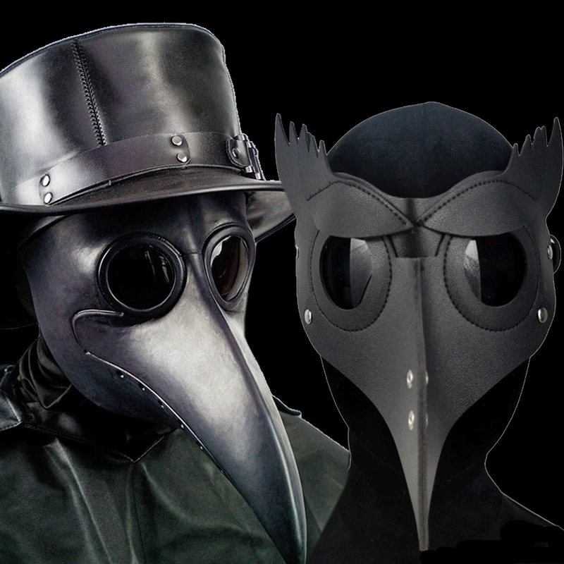 Mor Lekár Čierna Maska Smrti Kožené Halloween Steampunk PU Karneval Cosplay Masky pre Dospelých smrtka