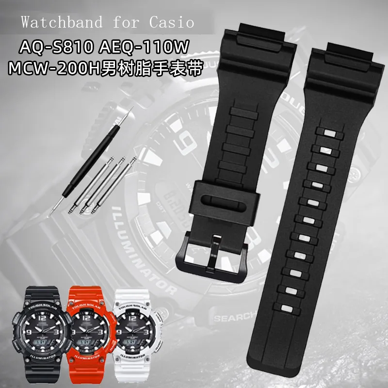 Silikónové watchband Pre Casio Hodinky AEQ-110W AQ-S810W W735H 736H Muž Živice Silikónové Hodinky Remienok Hodiniek príslušenstvo náramok 18 mm